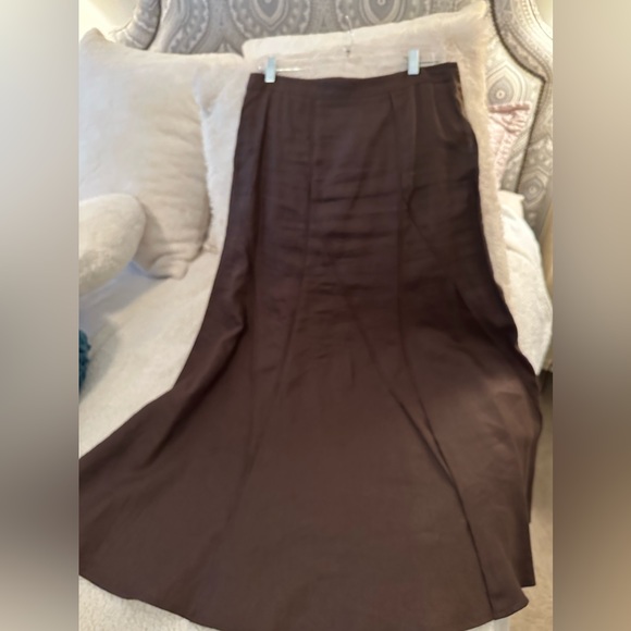 Margaret M Chocolate Brown Linen/lined maxi skirt size 4 - Picture 3 of 3